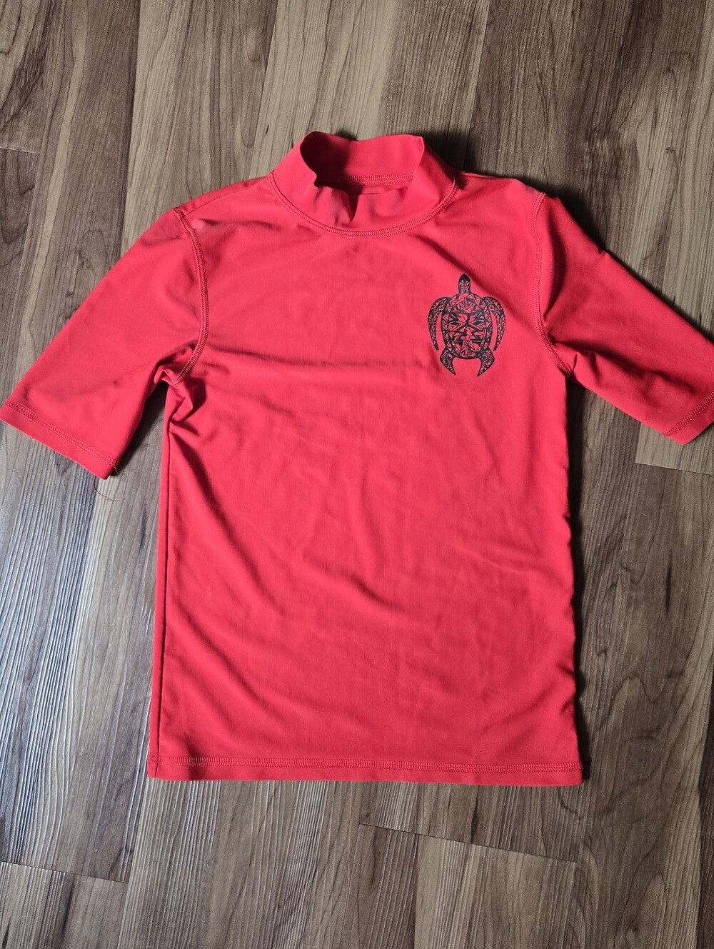 Cherokee EUC True Red Short-Sleeve Rash Guard with Turtle Graphic Size 8-10